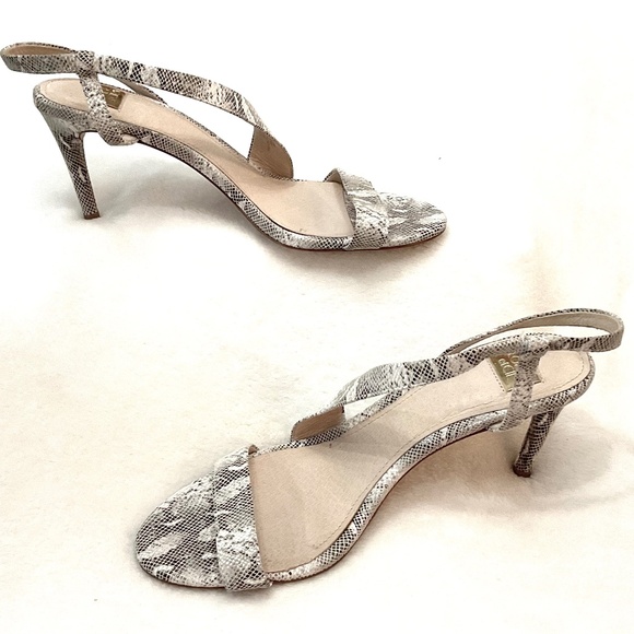 Louise et Cie Kass Lizard Snakeprint Embossed Stiletto Slingback Sandal Sz 8.5M - Picture 3 of 14